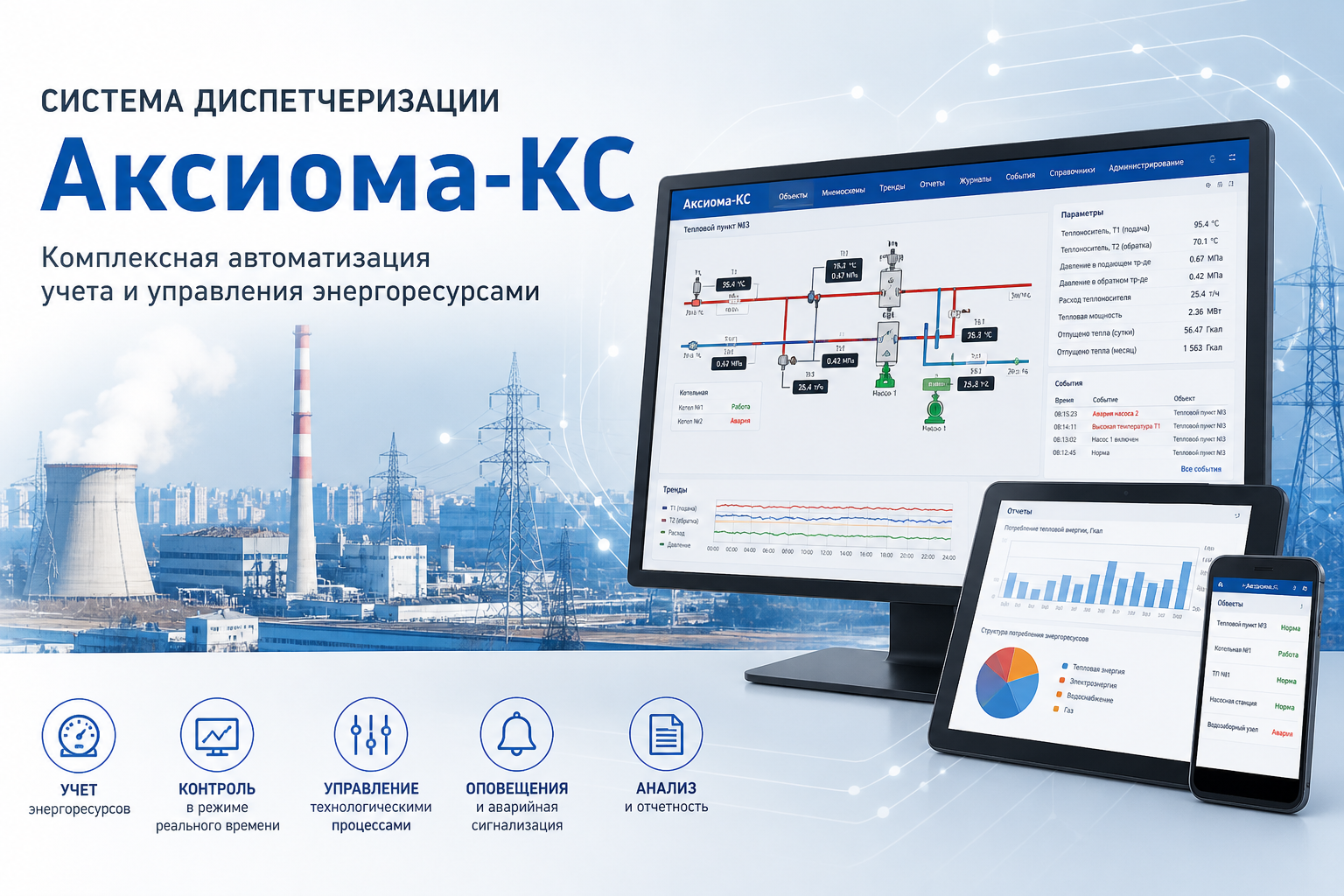 Система диспетчеризации Аксиома-КС: комплексная автоматизация учета и управления энергоресурсами